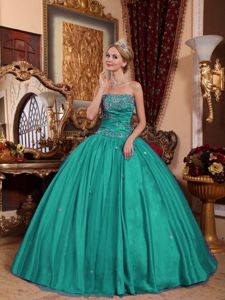 Turquoise Ball Gown Floor-length Taffeta Quinceanera Dresses