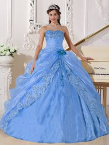 Light Blue Strapless Floor-length Dresses for Quinceneara