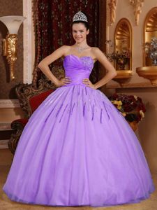 Discount Lilac Beaded Ball Gown Tulle Sweet Sixteen Dresses