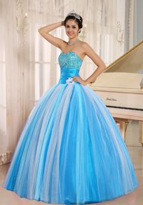 Multi-color Strapless Floor-length Tulle Quinceneara Dresses