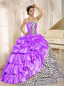 Multi-color Strapless Taffeta Pick-ups Quinceanera Gown Dresses