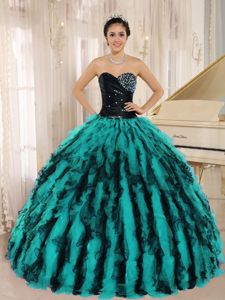 2014 Elegant Multi-color Sweetheart Ruffles Beaded Quinceanera Dresses for Miss Universe