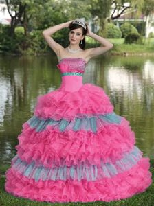 Multi-color Strapless Quinceanera Dresses with Tiered Ruffles