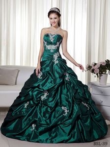 Hunter Strapless Appliqued Quinceanera Dresses with Pick-ups