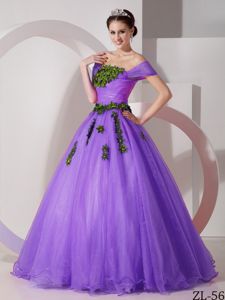Light Purple off Shoulders Sweet Sixteen Dresses with Appliques