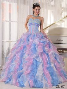 Multi-Color Sweetheart Beading Sweet 16 Dresses with Ruffles