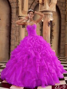 Hot Pink Beading Bodice Quinceanera Dresses Gowns with Ruffles