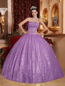 Attractive Lilac Beading Dresses for 15 with Appliques and Sequins