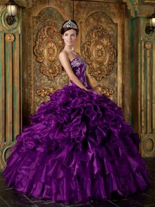 Elegant Purple Ruffled Sweet 15 Dresses with Tiers and Appliques
