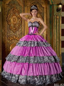 Gorgeous Zebra Print Sweetheart Dress Quinceanera with Ruffles