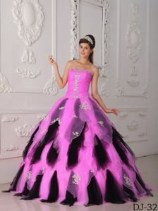 Colorful Appliques Quince Dresses Strapless with Beading and Ruche