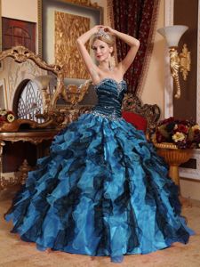 Nice Multi-colored Ruffles Sweetheart Sweet 16 Dress with Beading