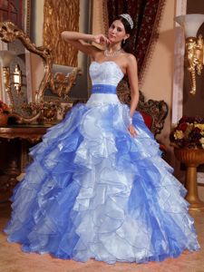Beaded Appliques Multi-color Quinceanera Gown with Ruffled Layers