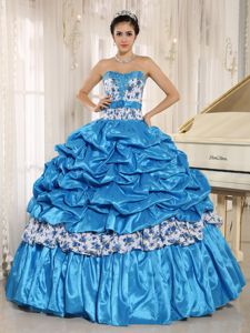 Trendy Beaded Sweetheart Pick-ups Quinceanera Party Dress in Teal
