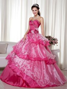 Beaded Ruches Gowns for Sweet 15 in Taffeta and Organza