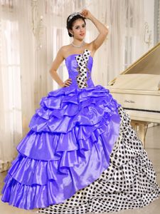 Multi-color Strapless Sweet Sixteen Dresses with Pattern and Pick-ups