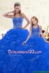 Charming Sweetheart Sleeveless Organza Quinceanera Gowns Beading and Ruffles Lace Up