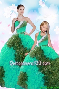 Trendy Multi-color Taffeta Lace Up Sweet 16 Quinceanera Dress Sleeveless Floor Length Sequins and Pick Ups