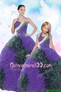 Enchanting Sequins Pick Ups Ball Gowns Quince Ball Gowns Multi-color Sweetheart Taffeta Sleeveless Floor Length Lace Up