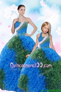 Popular Multi-color Taffeta Lace Up Sweetheart Sleeveless Floor Length Sweet 16 Dress Sequins and Pick Ups