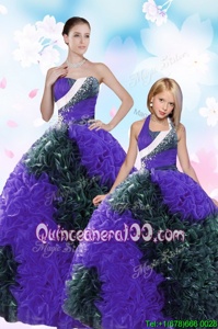 Simple Sweetheart Sleeveless Taffeta Sweet 16 Dresses Sequins and Pick Ups Lace Up