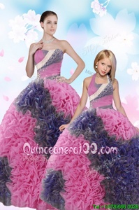 New Style Taffeta Sweetheart Sleeveless Lace Up Sequins and Pick Ups 15th Birthday Dress inMulti-color