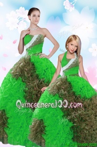 Fancy Multi-color 15 Quinceanera Dress Military Ball and Sweet 16 and Quinceanera and For withSequins and Pick Ups Sweetheart Sleeveless Lace Up