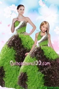 Artistic Floor Length Lace Up Quinceanera Gowns Green and In forMilitary Ball and Sweet 16 and Quinceanera withBeading and Sequins