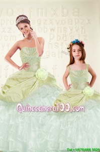 Free and Easy Sleeveless Lace Up Floor Length Beading and Ruffled Layers and Hand Made Flower Sweet 16 Quinceanera Dress