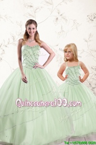 On Sale Apple Green Sweetheart Lace Up Beading Quinceanera Gown Sleeveless