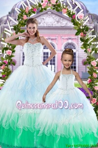 Dramatic Multi-color Ball Gowns Sweetheart Sleeveless Organza Floor Length Lace Up Beading Sweet 16 Quinceanera Dress
