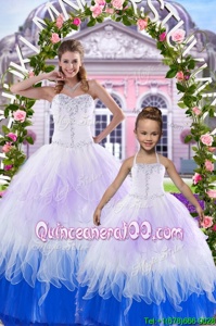 Fashion Multi-color Lace Up Sweetheart Beading Quinceanera Gowns Tulle Sleeveless