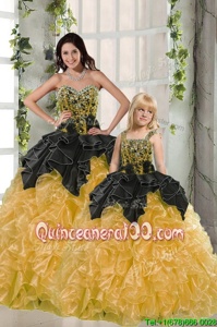 Great Sleeveless Beading and Ruffles Lace Up Vestidos de Quinceanera