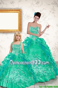Dynamic Turquoise Sleeveless Floor Length Beading and Embroidery and Pick Ups Lace Up Vestidos de Quinceanera