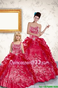 Fantastic Strapless Sleeveless Taffeta Quinceanera Gowns Beading and Embroidery and Pick Ups Lace Up