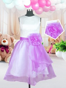 Elegant Scoop Sleeveless Organza Toddler Flower Girl Dress Hand Made Flower Zipper
