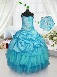 Nice Organza Sleeveless Floor Length Pageant Gowns For Girls and Pick Ups