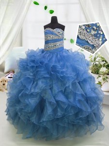 Beauteous Sleeveless Beading and Ruffles Lace Up Little Girl Pageant Gowns