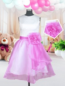 Best Scoop Organza Sleeveless Knee Length Flower Girl Dresses for Less and Sashes ribbons and Hand Made Flower