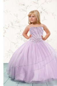 Customized Floor Length Ball Gowns Sleeveless Lilac Evening Gowns Lace Up