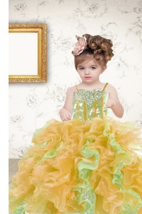 Nice Sequins Floor Length Ball Gowns Sleeveless Multi-color Little Girls Pageant Dress Wholesale Lace Up