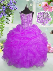 Pick Ups Floor Length Ball Gowns Sleeveless Fuchsia Winning Pageant Gowns Lace Up