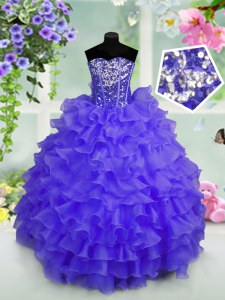 Blue Sweetheart Neckline Ruffled Layers and Sequins Pageant Dress Wholesale Sleeveless Lace Up