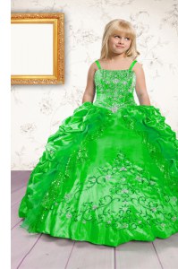 Best Spaghetti Straps Neckline Beading and Appliques and Pick Ups Little Girl Pageant Dress Sleeveless Lace Up