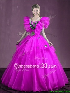 Stunning Ball Gowns Quinceanera Dresses Purple Sweetheart Organza Sleeveless Floor Length Lace Up