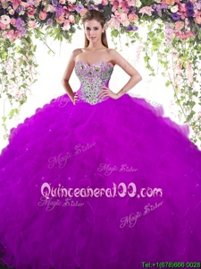New Arrival Floor Length Eggplant Purple Sweet 16 Quinceanera Dress Sweetheart Sleeveless Lace Up
