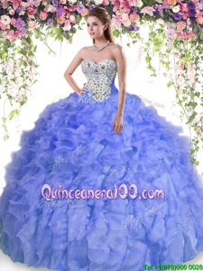 Elegant Floor Length Ball Gowns Sleeveless Lavender Sweet 16 Dress Lace Up