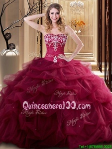 Charming Sweetheart Sleeveless Tulle Quinceanera Gowns Embroidery and Ruffles Lace Up