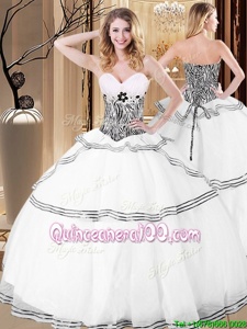 Custom Fit White Sweetheart Lace Up Ruffles Sweet 16 Quinceanera Dress Sleeveless