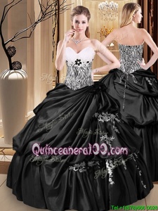 Beauteous Pick Ups Ball Gowns Quinceanera Gown Black Sweetheart Taffeta Sleeveless Floor Length Lace Up